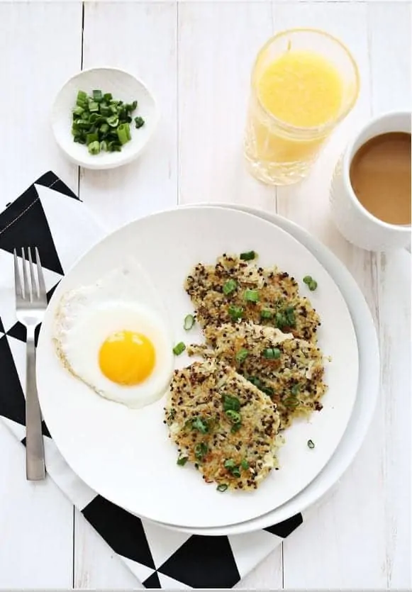 Quinoa Breakfast Hash Browns abeautifulmess.com