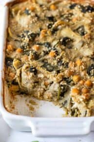 Vegan Quinoa Bake with Spinach & Artichokes