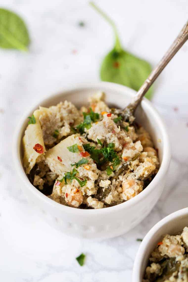 Spinach Artichoke Quinoa Casserole