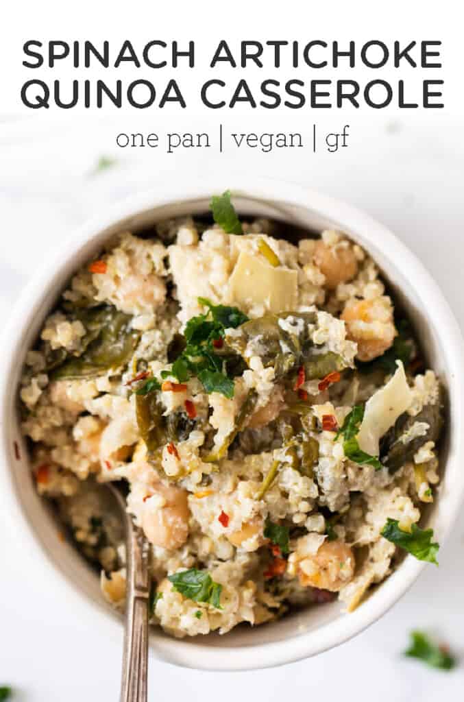 Spinach Artichoke Quinoa Casserole vegan & gf - Simply Quinoa