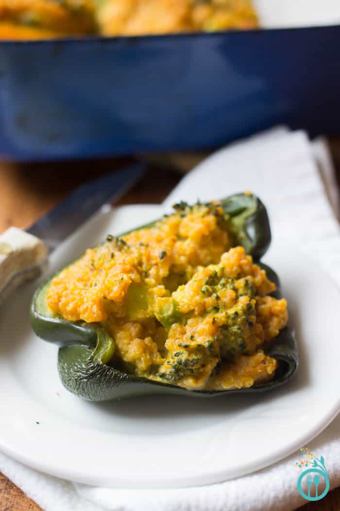 Quinoa Stuffed Peppers with Broccoli & cheese - AND made with the base of my 5-ingredient mac and cheese!