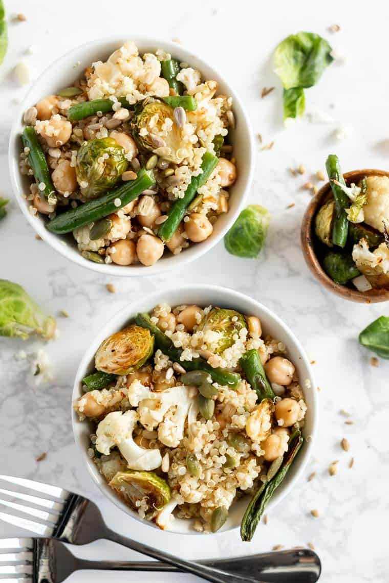 Easy Roasted Vegetable Quinoa Salad with Toasted Spice Vinaigrette