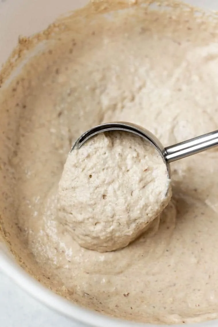 Almond flour pancake batter in bowl