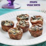 Spinach and artichoke mini quiches on a plate.