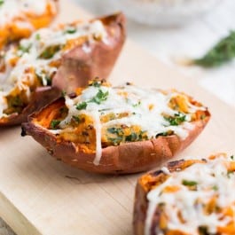 quinoa vegan loaded sweet potatoes with kale