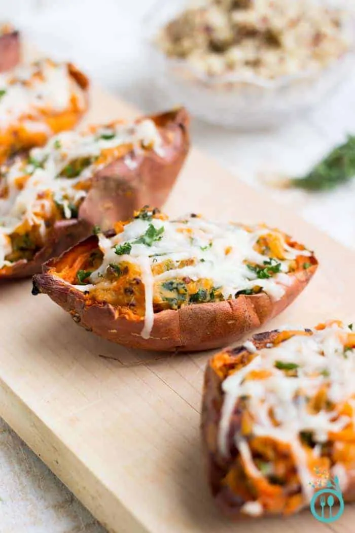 quinoa vegan loaded sweet potatoes with kale