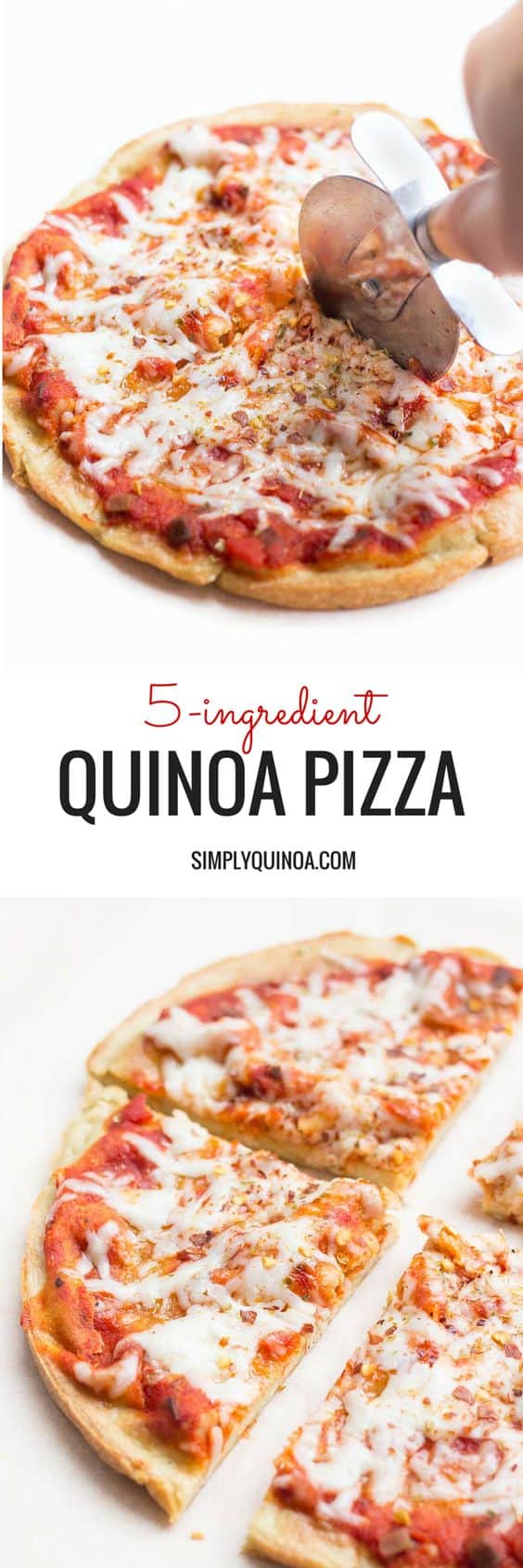 5-Ingredient Quinoa Pizza Crust -- the only gluten-free pizza you will ever need! The pizza crust is dairy-free - use your favorite dairy-free toppings (skip the goat cheese!)