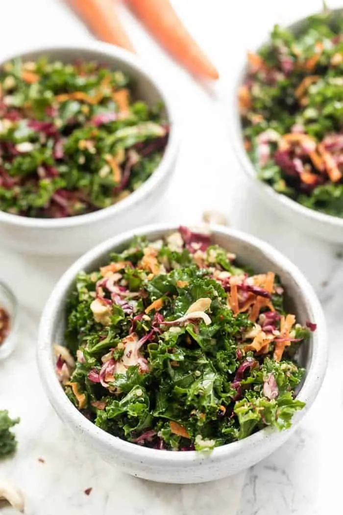 Asian Kale Quinoa Salad with Miso Dressing