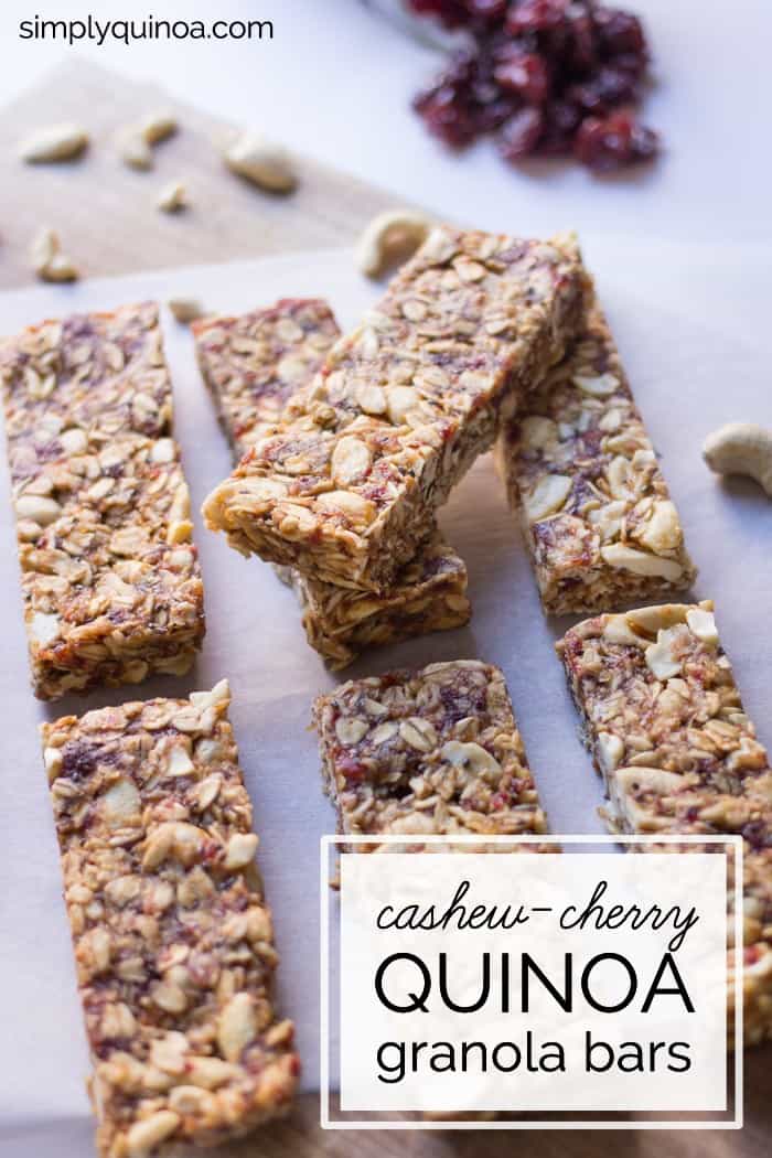 Healthy Cashew-Cherry Quinoa Granola Bars - made with all natural ingredients, gluten-free + vegan!