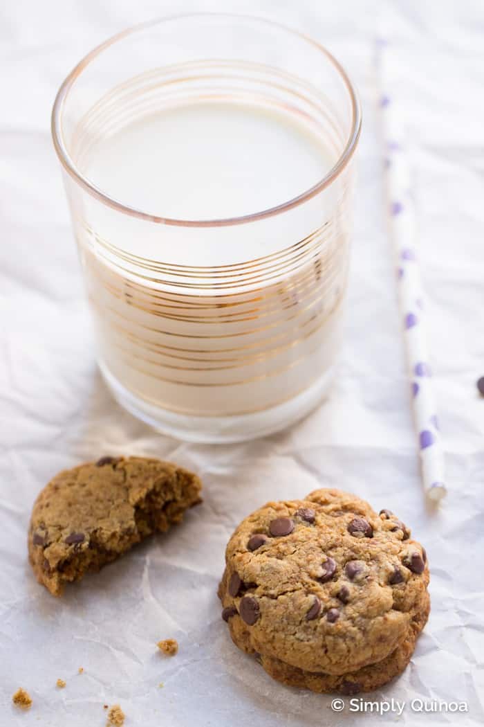 Vegan Coconut Oil Chocolate Chip Cookies made with quinoa flour and coconut sugar