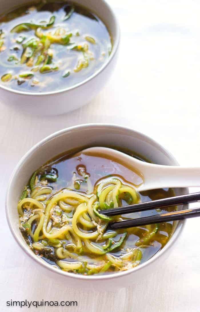 Ginger Scallion Zucchini Noodle Soup - healthy, vegan + paleo!