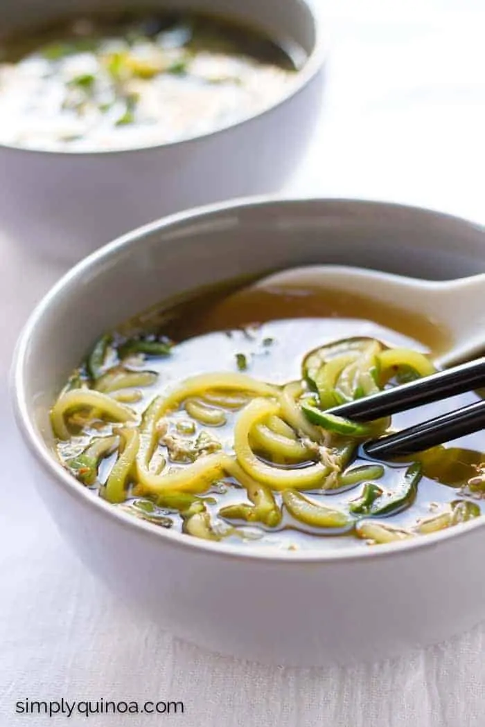 Spiralized Vegan Ramen Soup with Zucchini Noodles - Inspiralized