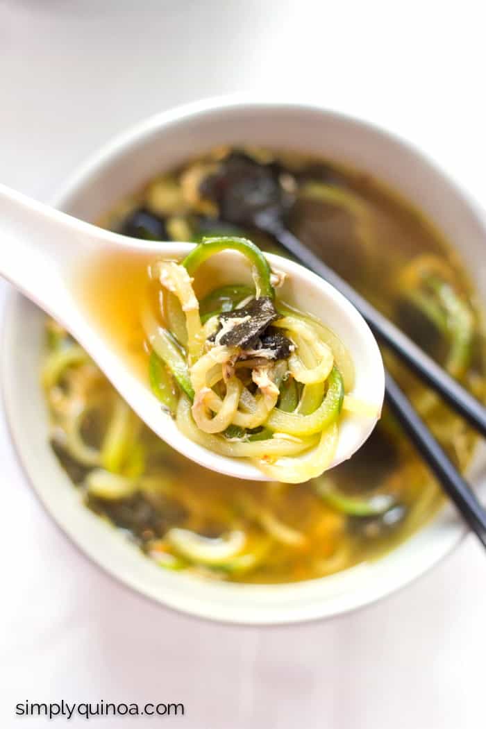 Ginger Scallion Zucchini Noodle Soup - healthy, vegan + paleo!