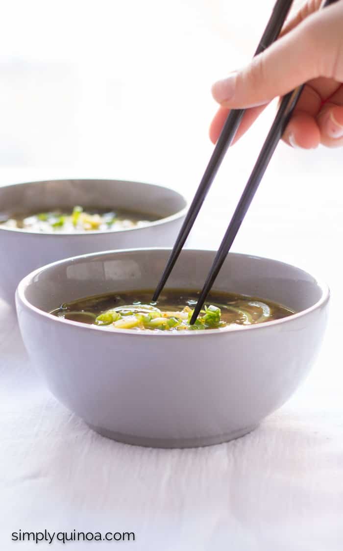 Ginger Scallion Zucchini Noodle Soup - healthy, vegetarian + paleo!