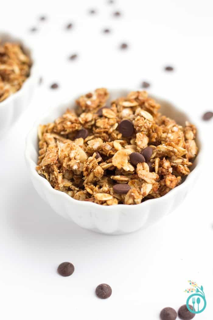 Healthy Quinoa Granola that tastes like Oatmeal Chocolate Chip Cookies