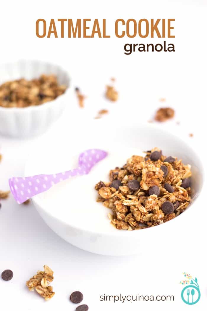 Oatmeal Cookie Quinoa Granola - spice up your breakfast with some chocolate chips