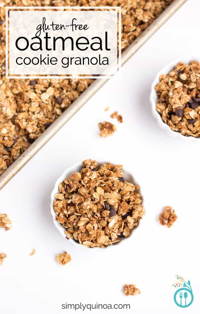 Healthy Gluten-Free Granola with Quinoa (and tastes like oatmeal chocolate chip cookies!)