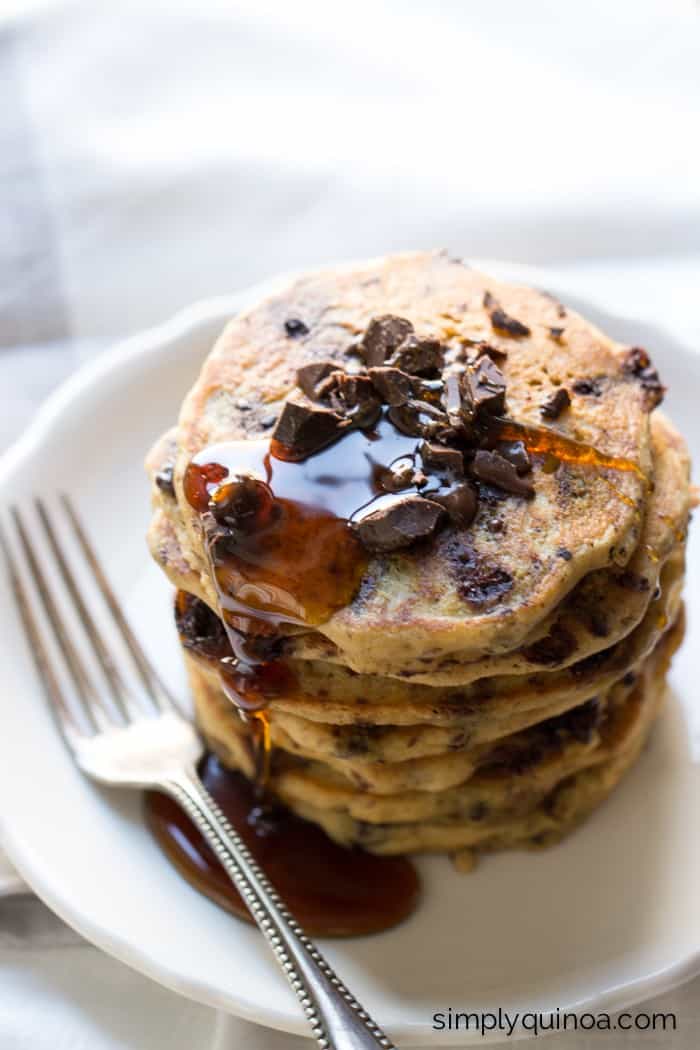 Chocolate Chunk Superfood Pancakes (gluten-free + vegan)