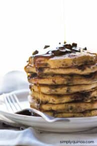 Superfood Chocolate Quinoa Pancakes (gluten-free + vegan)