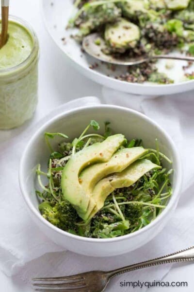 Green Goddess Black Quinoa Salad with a creamy vegan dressing