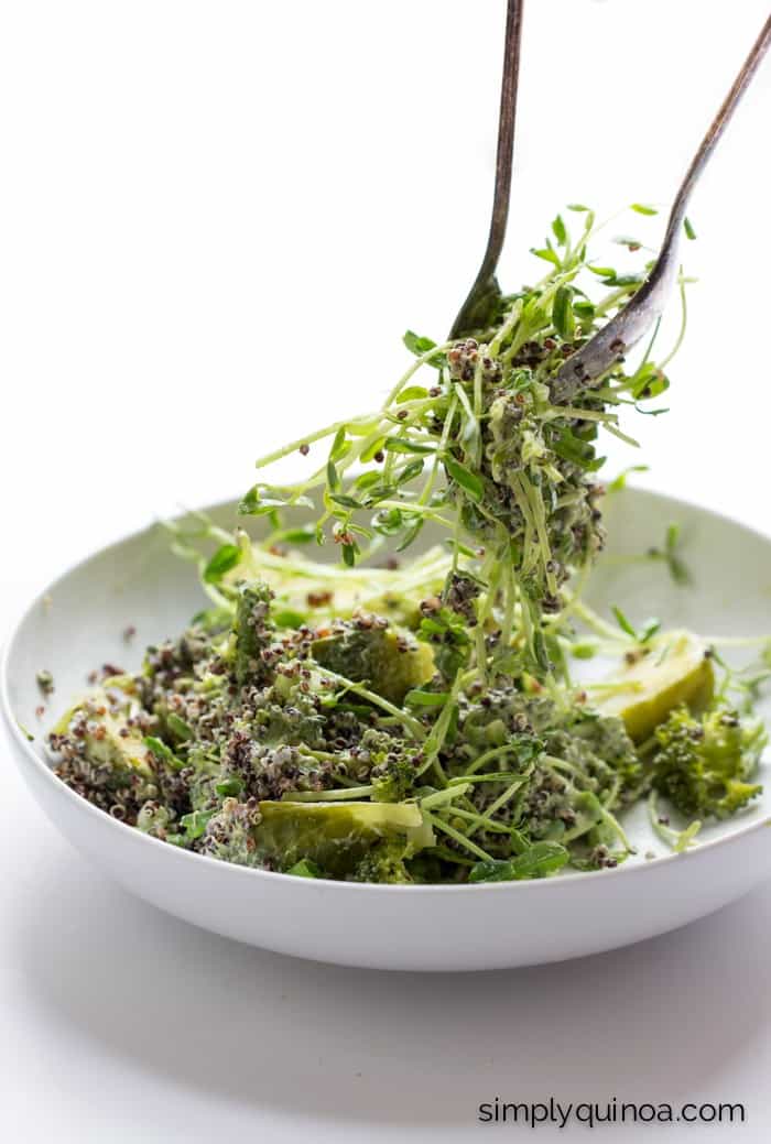 Green Goddess Black Quinoa Salad with a creamy vegan dressing