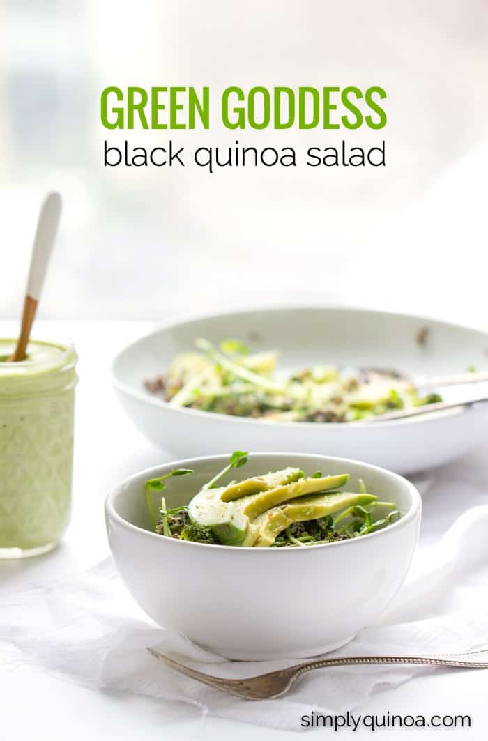 Green Goddess Black Quinoa Salad with a creamy vegan dressing