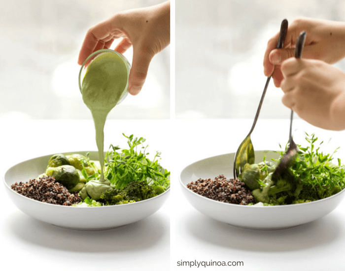 Green Goddess Black Quinoa Salad with a creamy vegan dressing