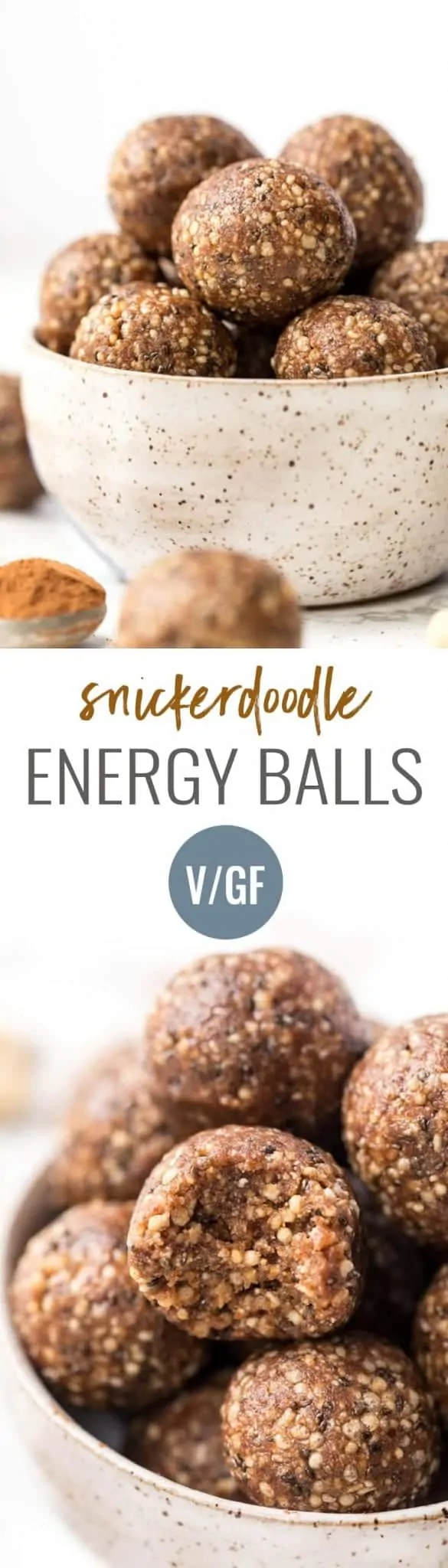 vegan snickerdoodle energy bites with dates, cashews and quinoa