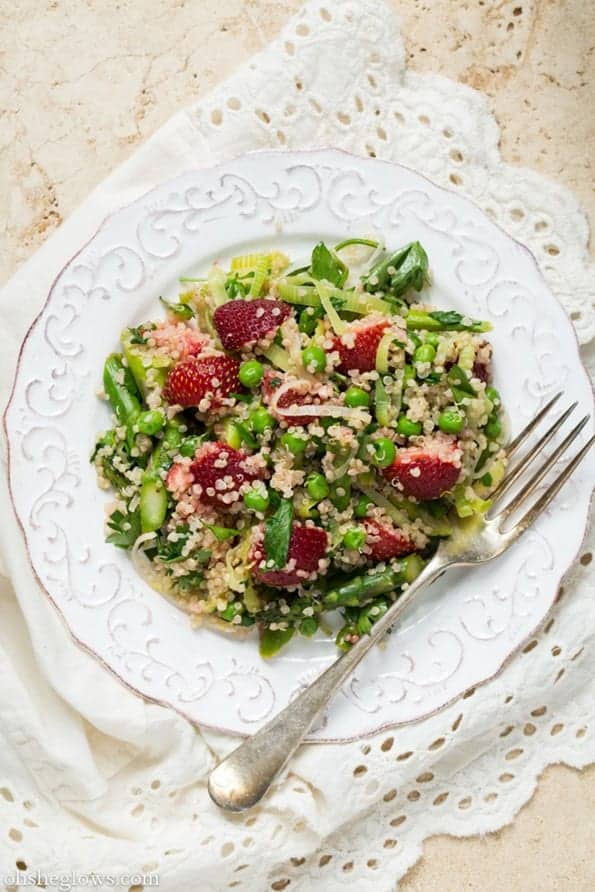 warm spring quinoa salad with strawberries