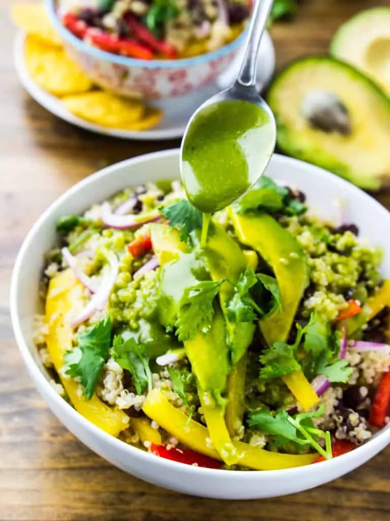 Black Bean Quinoa Salad with Cilantro, Honey + Lime Vinaigrett