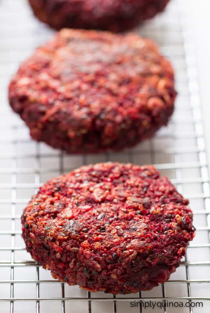 These Beet + Quinoa Veggie Burgers are just plain AWESOME - they're super healthy, gluten-free and vegan too!