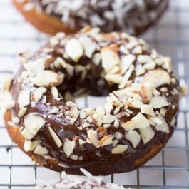 Almond Flour Banana Donuts made with a Dairy-Free Chocolate Glaze