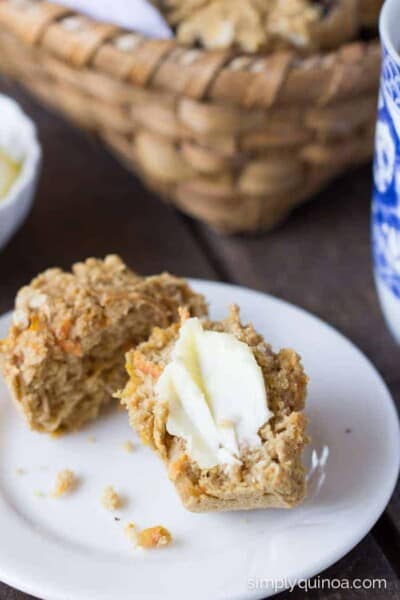 Healthy Quinoa Muffins made without fat, gluten or dairy - shown in 3 different flavors!