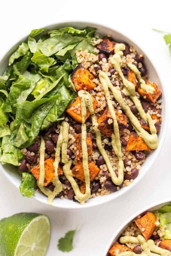 chili roasted sweet potato and black bean quinoa salad