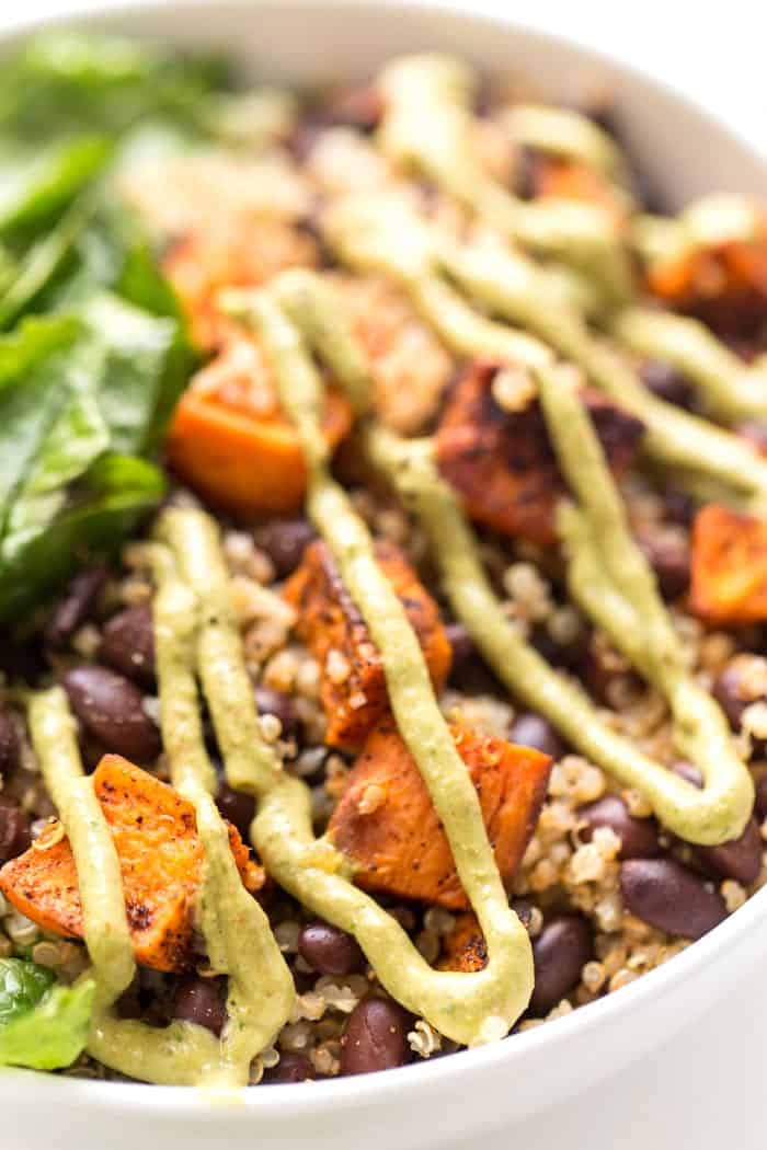 chili roasted sweet potato and black bean quinoa salad