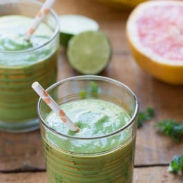 Grapefruit Margarita Green Smoothies - a super healthy way to start your day with the flavor of a beloved cocktail, just without the alcohol and sugar