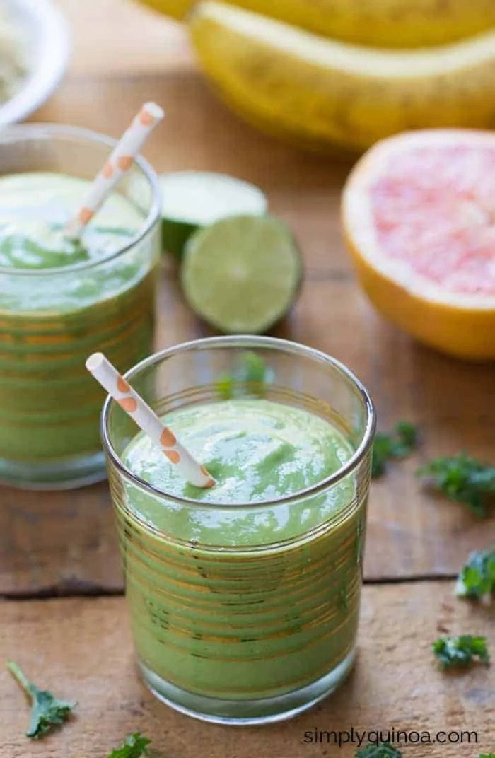 Grapefruit Margarita Green Smoothies - a super healthy way to start your day with the flavor of a beloved cocktail, just without the alcohol and sugar