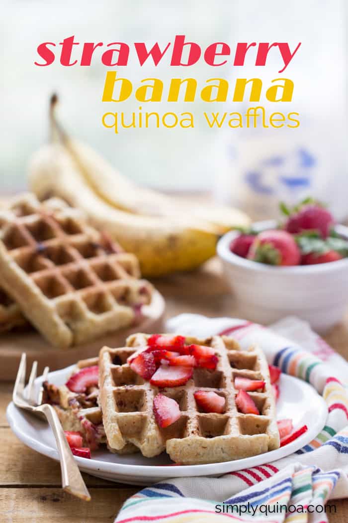 Strawberry Banana Quinoa Waffles - a healthy breakfast perfect for a special occasion! [gluten-free]