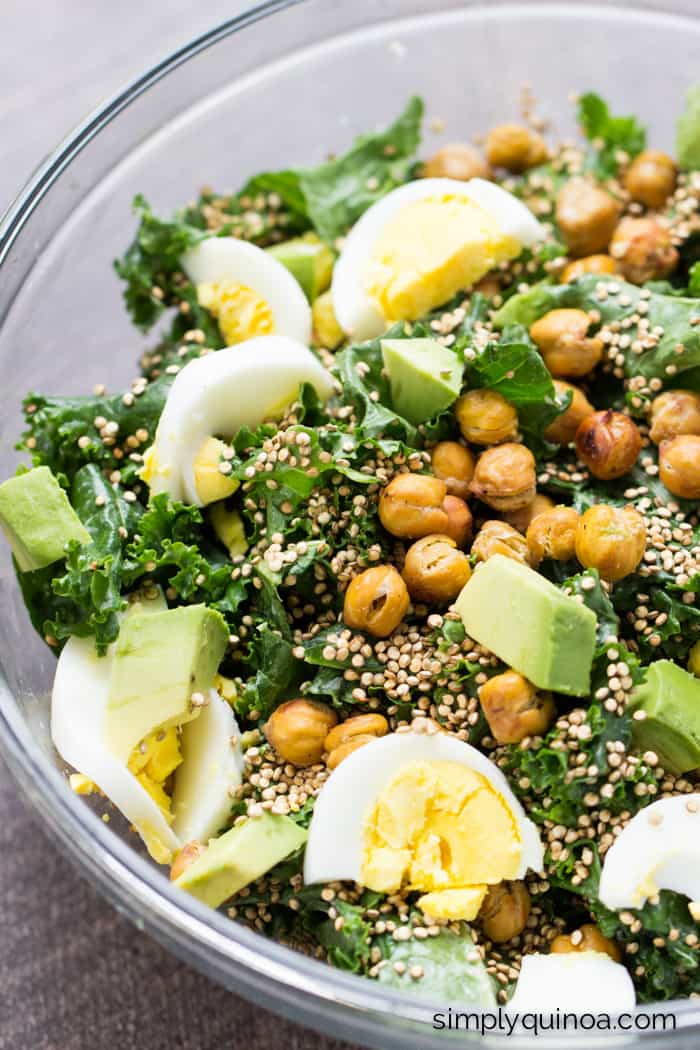 My favorite kale salad in the world....with crispy chickpeas, toasted quinoa and a lemon-tahini dressing! 