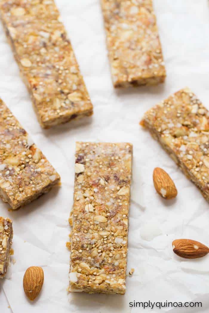 I need to make a batch of these healthy quinoa granola bars! I'm loving the almond + coconut combo - reminds me of my favorite store-bought variety!