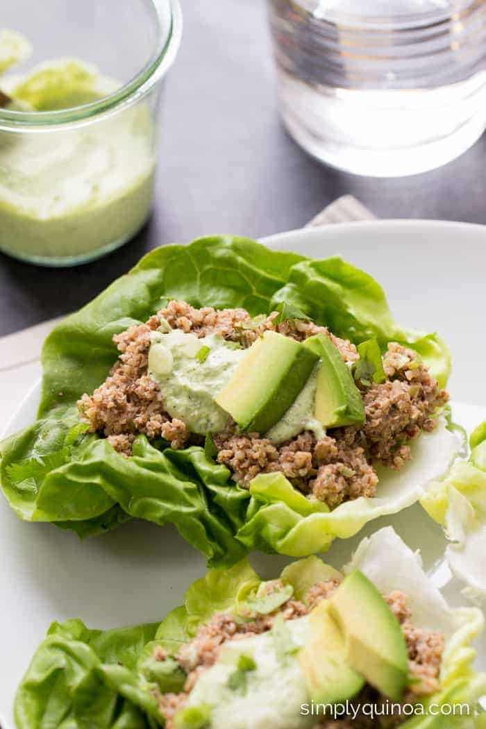 Spicy Mushroom + Quinoa Lettuce Wraps