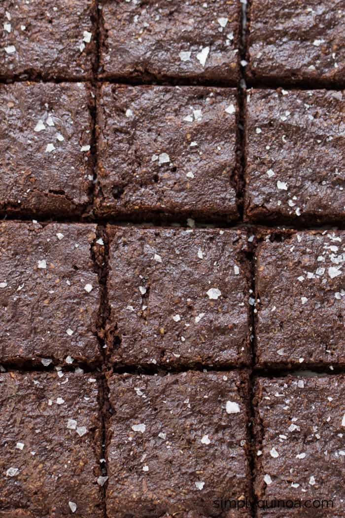 Ultra Fudgy Salted Quinoa Brownies made with coconut sugar and avocado!