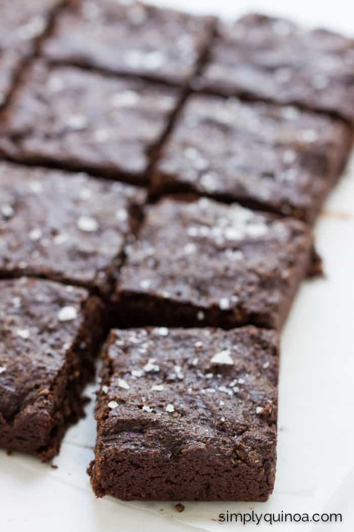 Fudgy Quinoa Brownies with flaked sea salt [gluten-free + vegan]