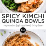 spicy kimchi quinoa bowls with fried egg