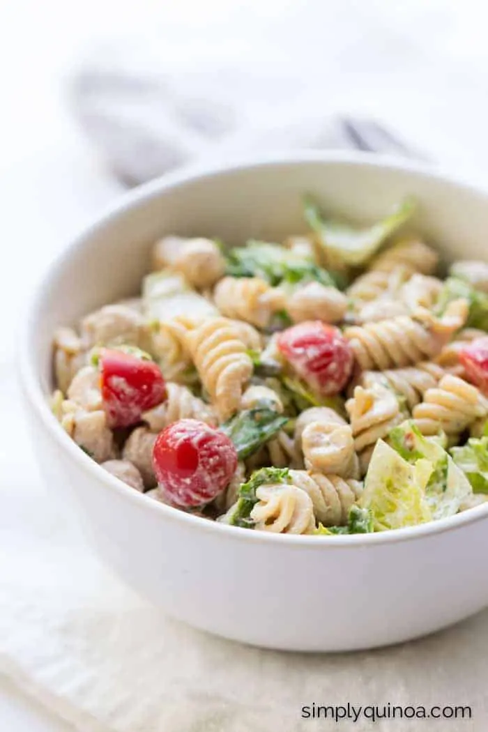Vegan Caesar Pasta Salad - rich, creamy and protein packed it makes the perfect, healthy side dish!