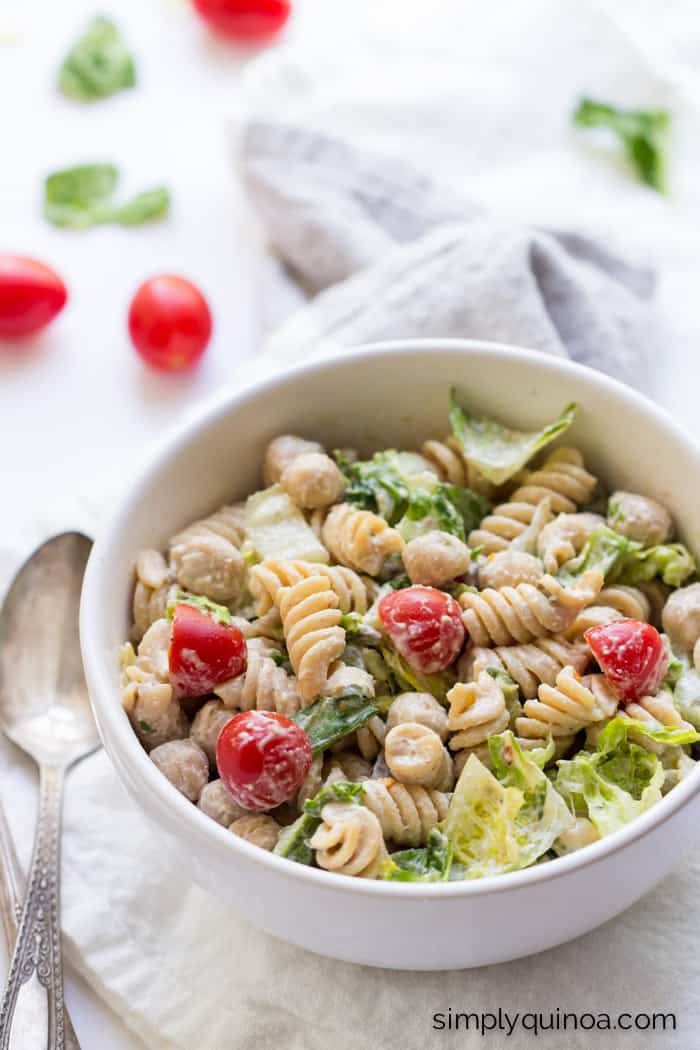 A new family favorite: Vegan Caesar Pasta Salad - it's a healthy alternative to one of our favorite salads!