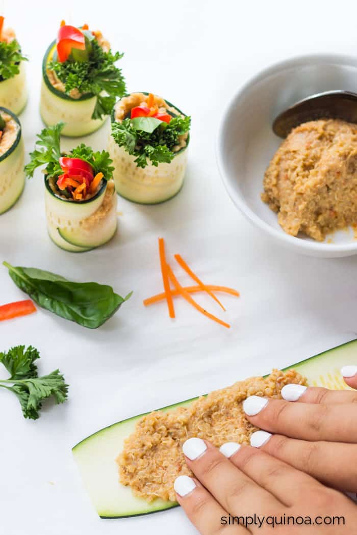 How to make the best Zucchini Roll Ups EVER! via simplyquinoa.com