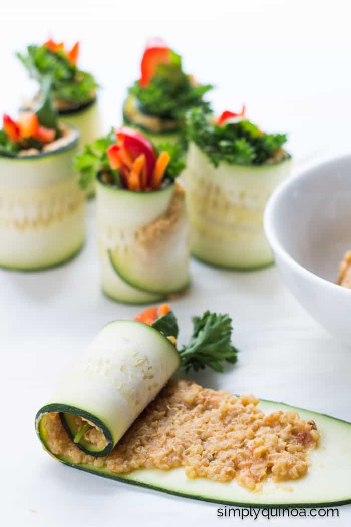 How to make the best Zucchini Roll Ups EVER! via simplyquinoa.com