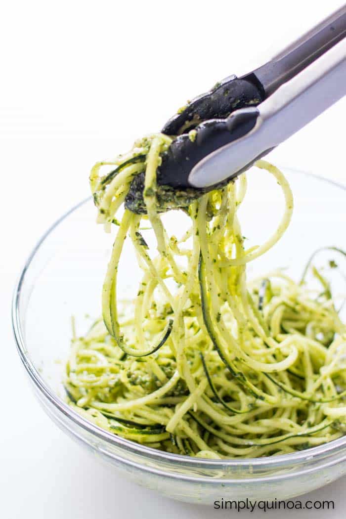 Zucchini Noodles with Quinoa Pesto | www .simplyquinoa.com | gluten-free + vegan