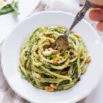 Healthy Pesto Zucchini Noodle with Quinoa | www.simplyquinoa.com | the best weeknight meal EVER! It only takes 5 minutes to make